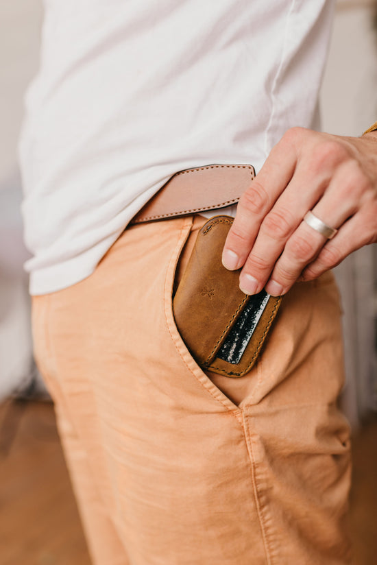 Leather Simple ID Wallet - Tobacco