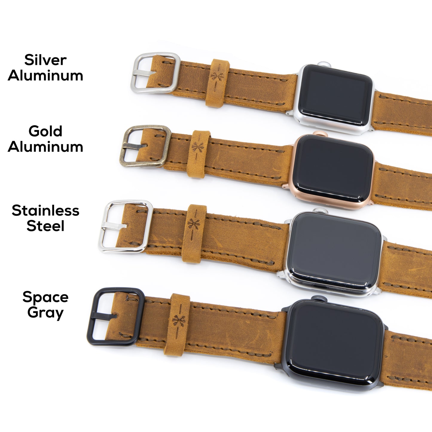 Leather Simple Apple Watch Band - Olive