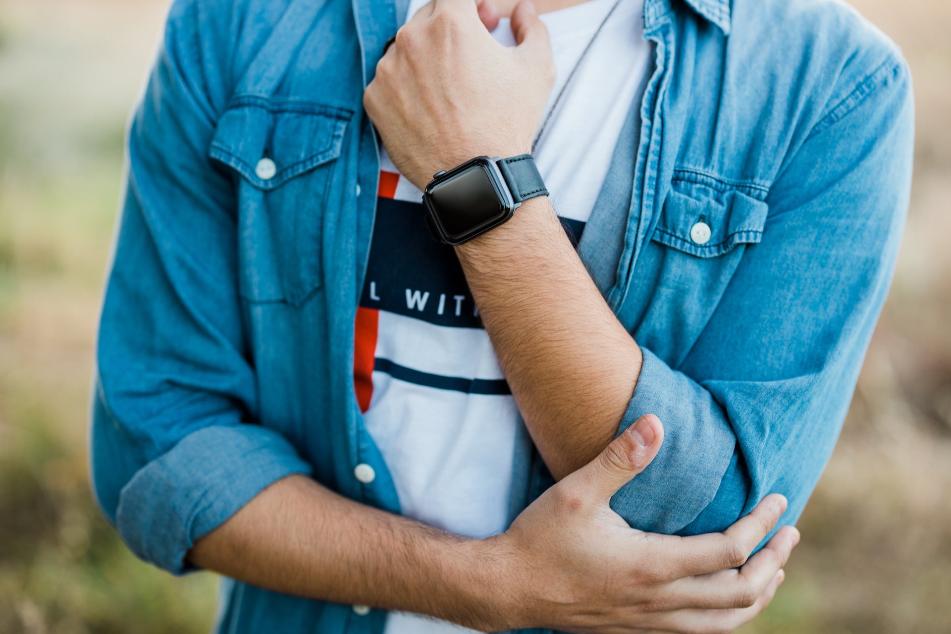 Full Grain Leather Apple Watch Band Porter Midnight Black