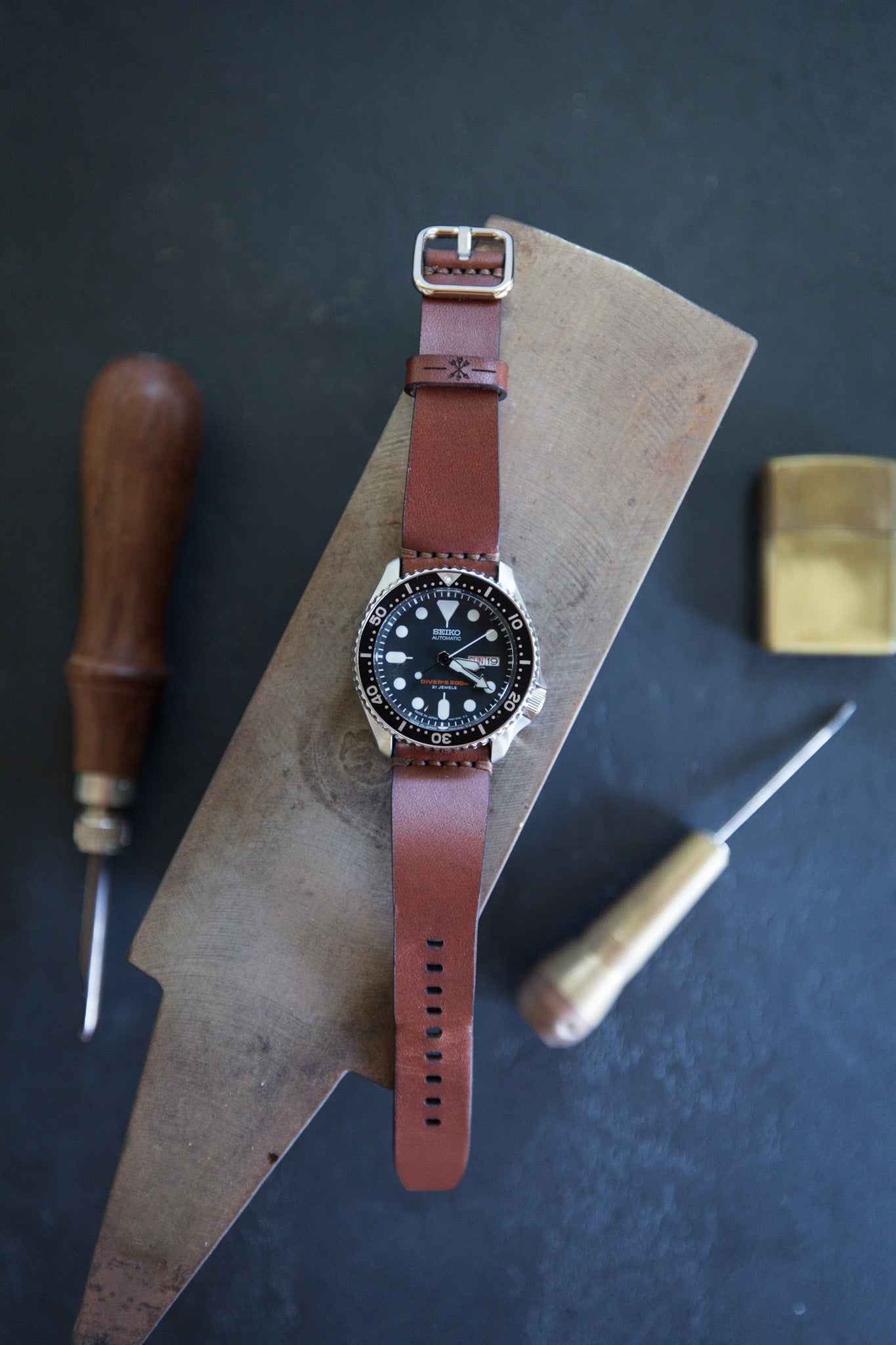 Leather Simple Watch Strap - Medium Brown