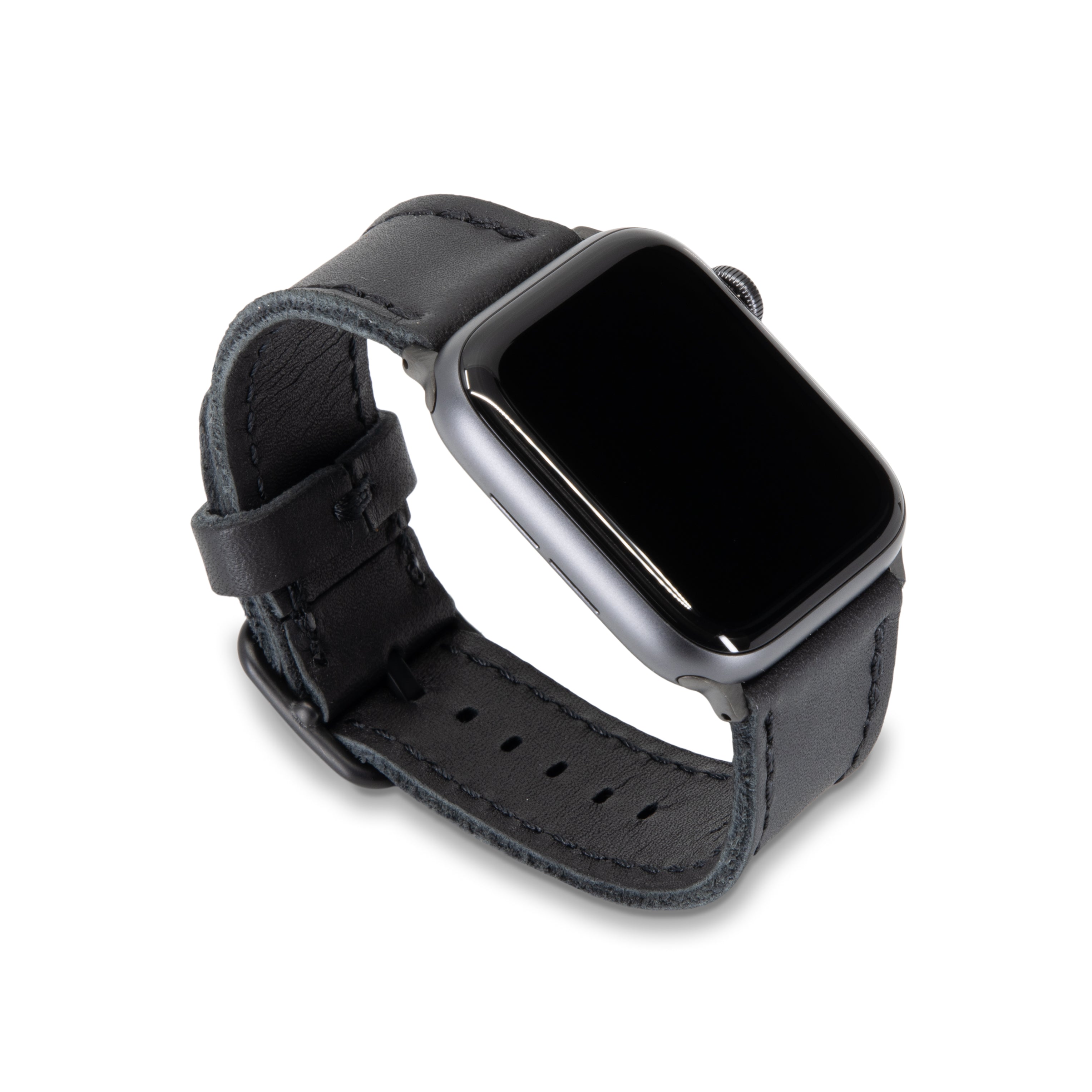 Full Grain Leather Apple Watch Band Porter Midnight Black