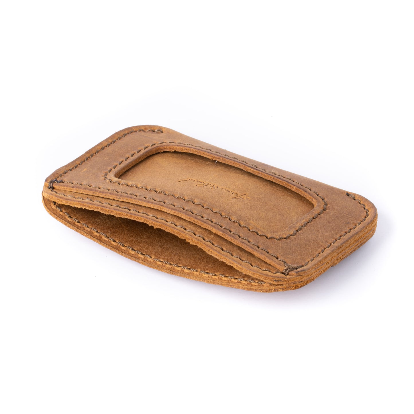 Full Grain Leather Wallet - Slim Simple ID - Chestnut Brown