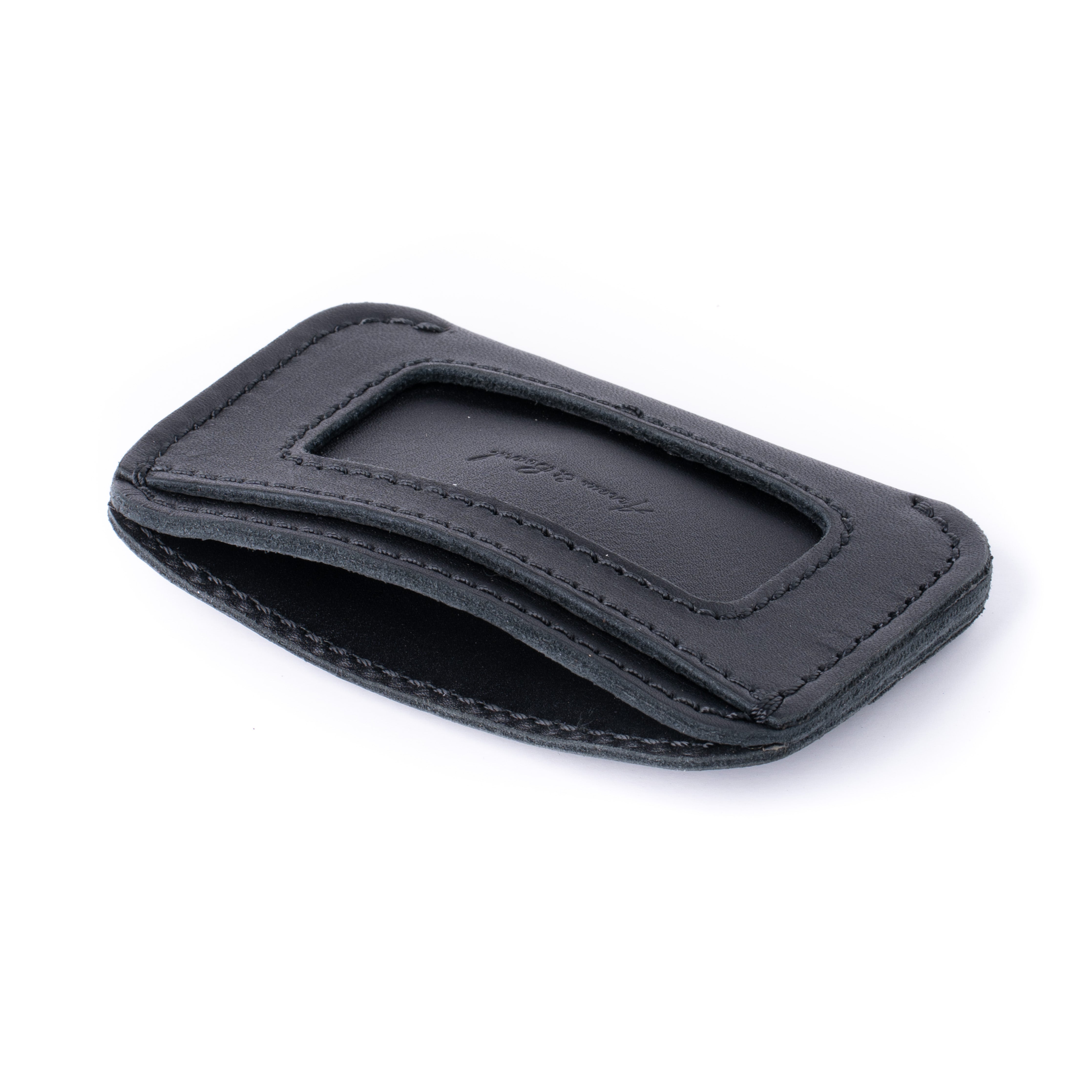 Full Grain Leather Wallet - Slim Simple ID - Midnight Black